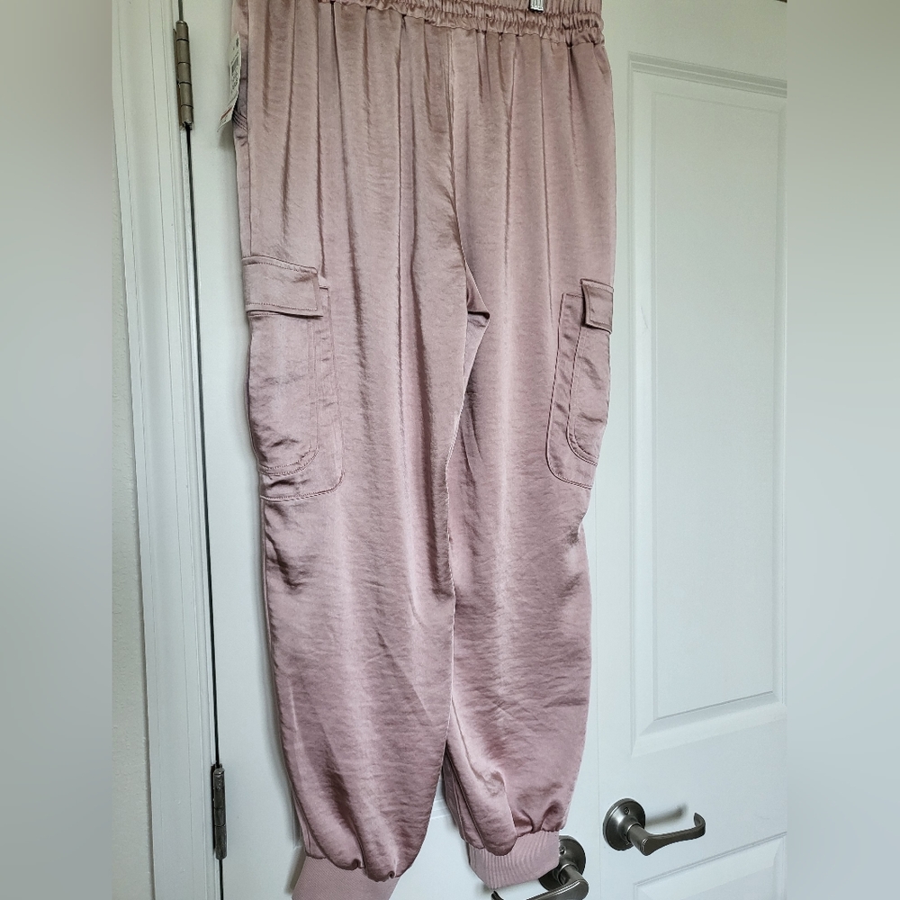 INC  Mauve Satin Joggers, size L